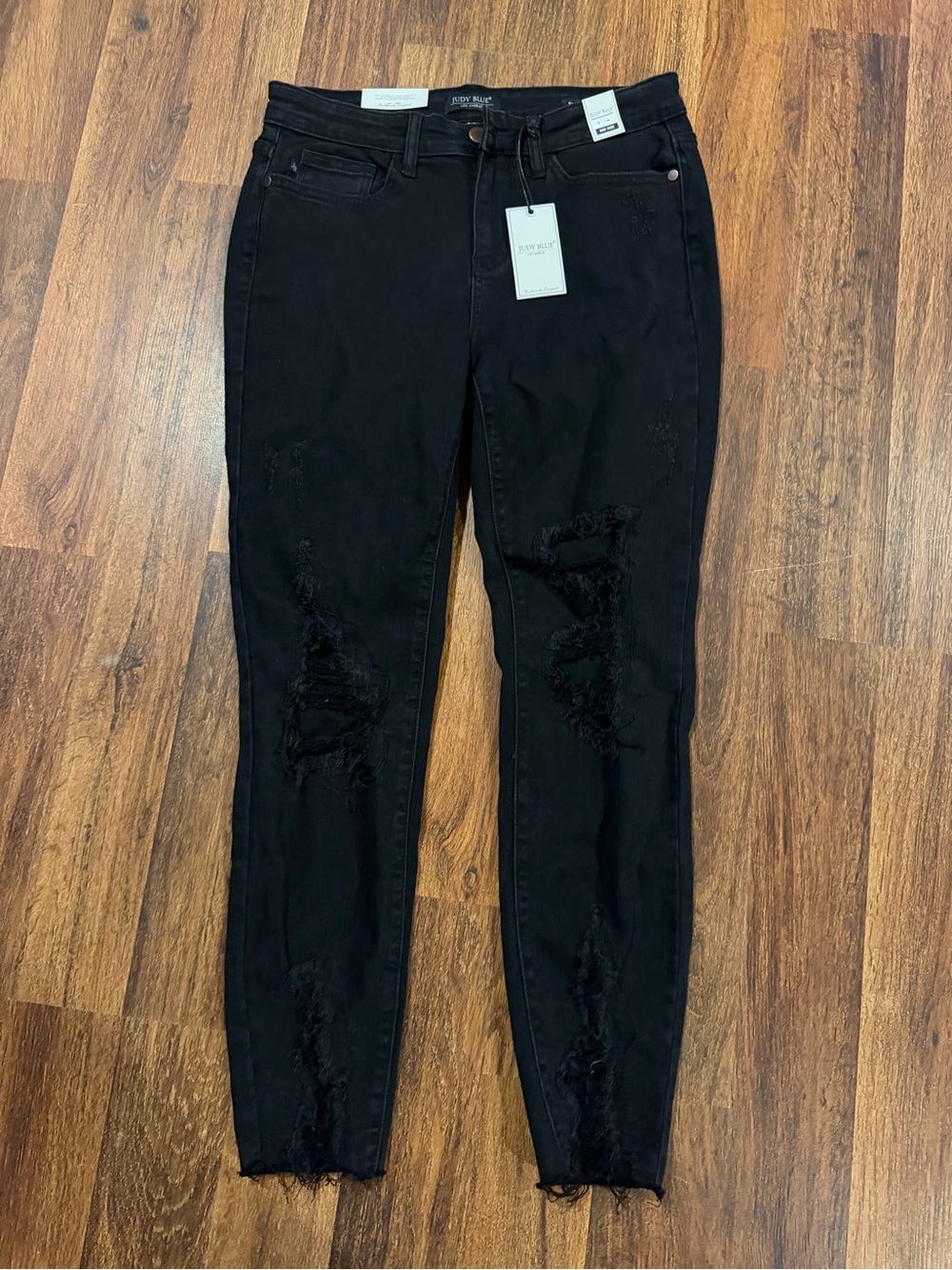 Judy Blue Black Distressed Mid-Rise Skinny Fit Jeans 9/29